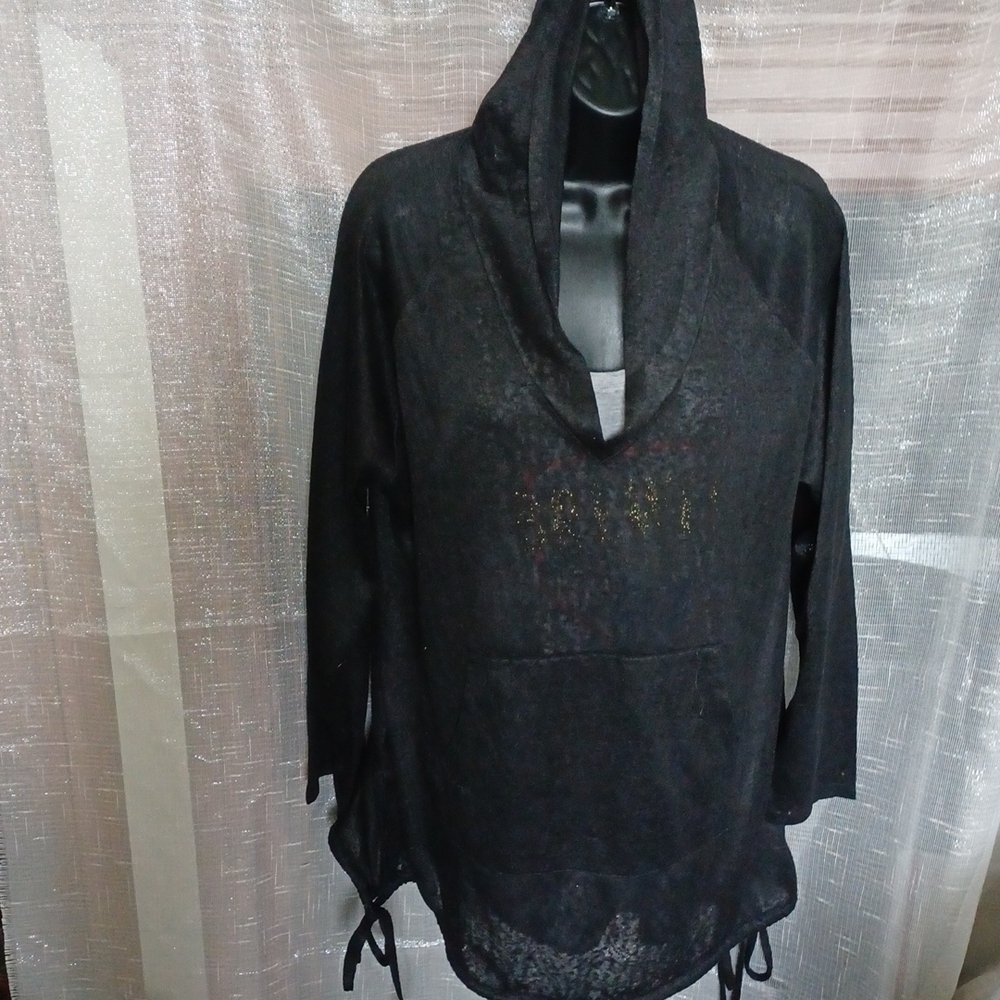 Kona Sol Black Swim Hooded Coverup M